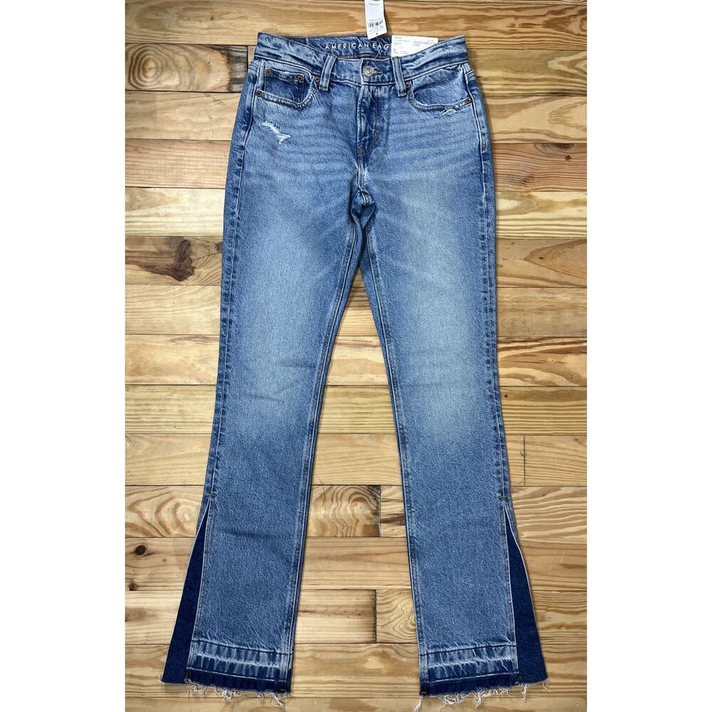NWT American Eagle Stretch 90s Low Rise Skinny Kick Raw Hem Size 0
